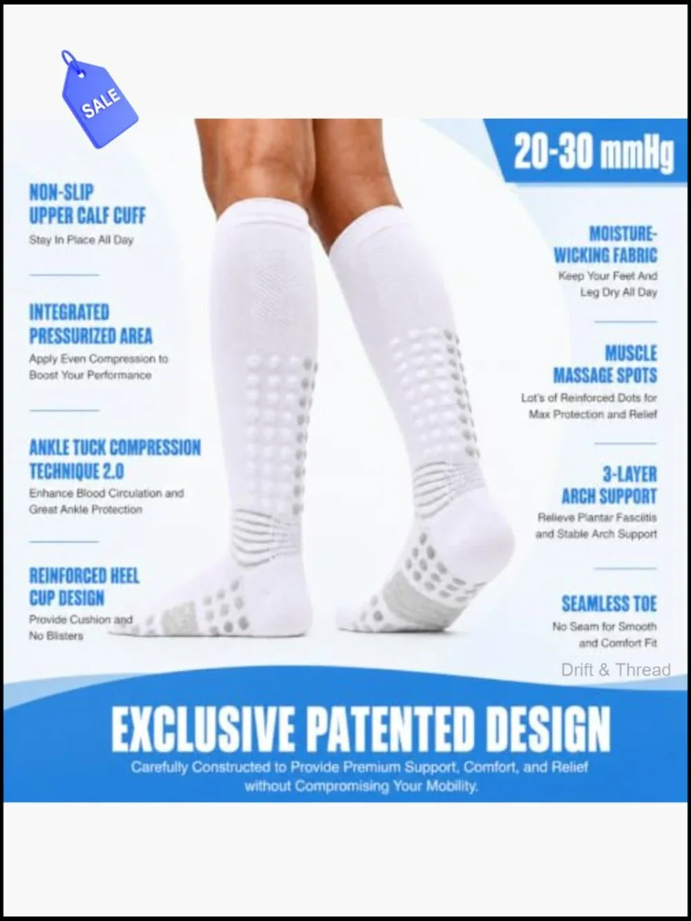 Compression Ankle Socks 3 Pack Arch Support Cushioned Running Athletic Recovery